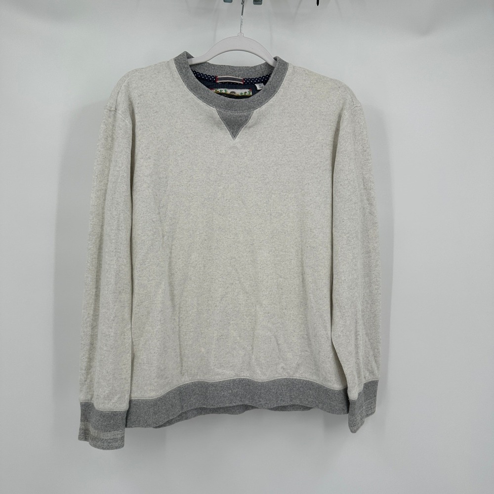 Robert Graham Mens Preppy Gray Tailored Fit Cotton Crewneck Sweatshirt Size M